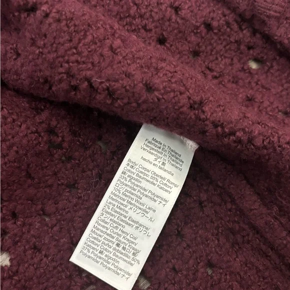 Madewell Pointelle-Stitch Cardigan Cotton Blend in Dark Pomegranate Size Medium - Picture 6 of 10